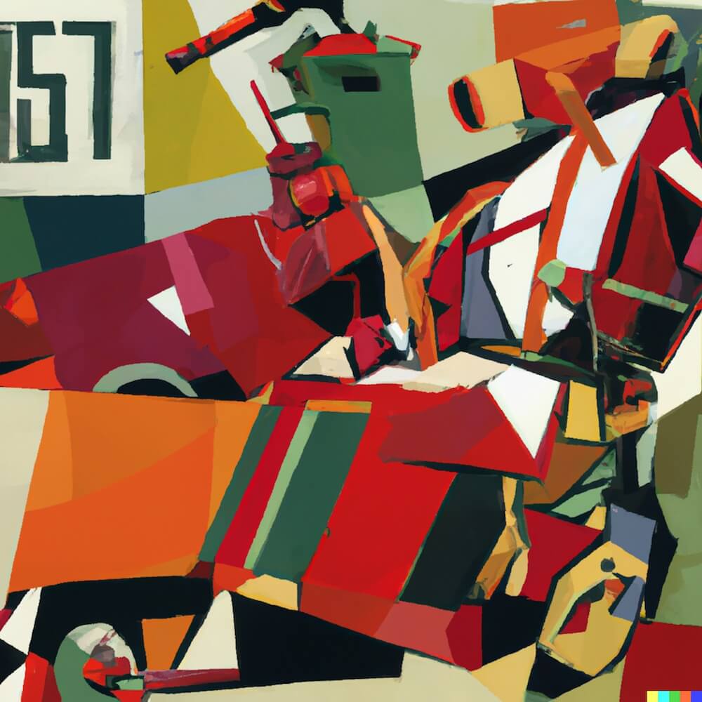 A Cubist painting of Artillery art magazine November issue