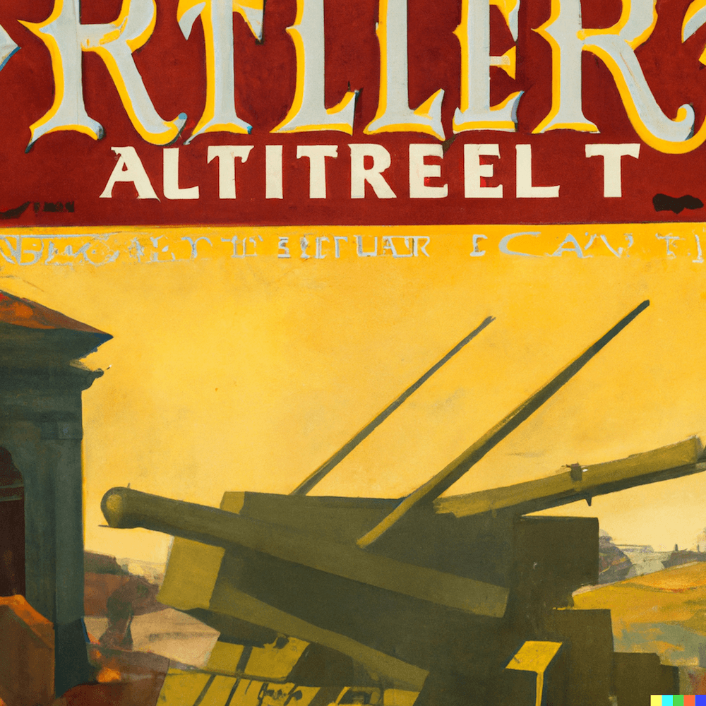 A Pietist painting of an Artillery Art Magazine cover