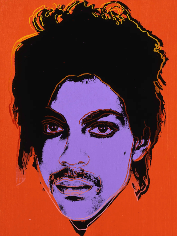 Andy Warhol's purple version of Lynn Goldsmith's photograph for Vanity Fair, 1984.